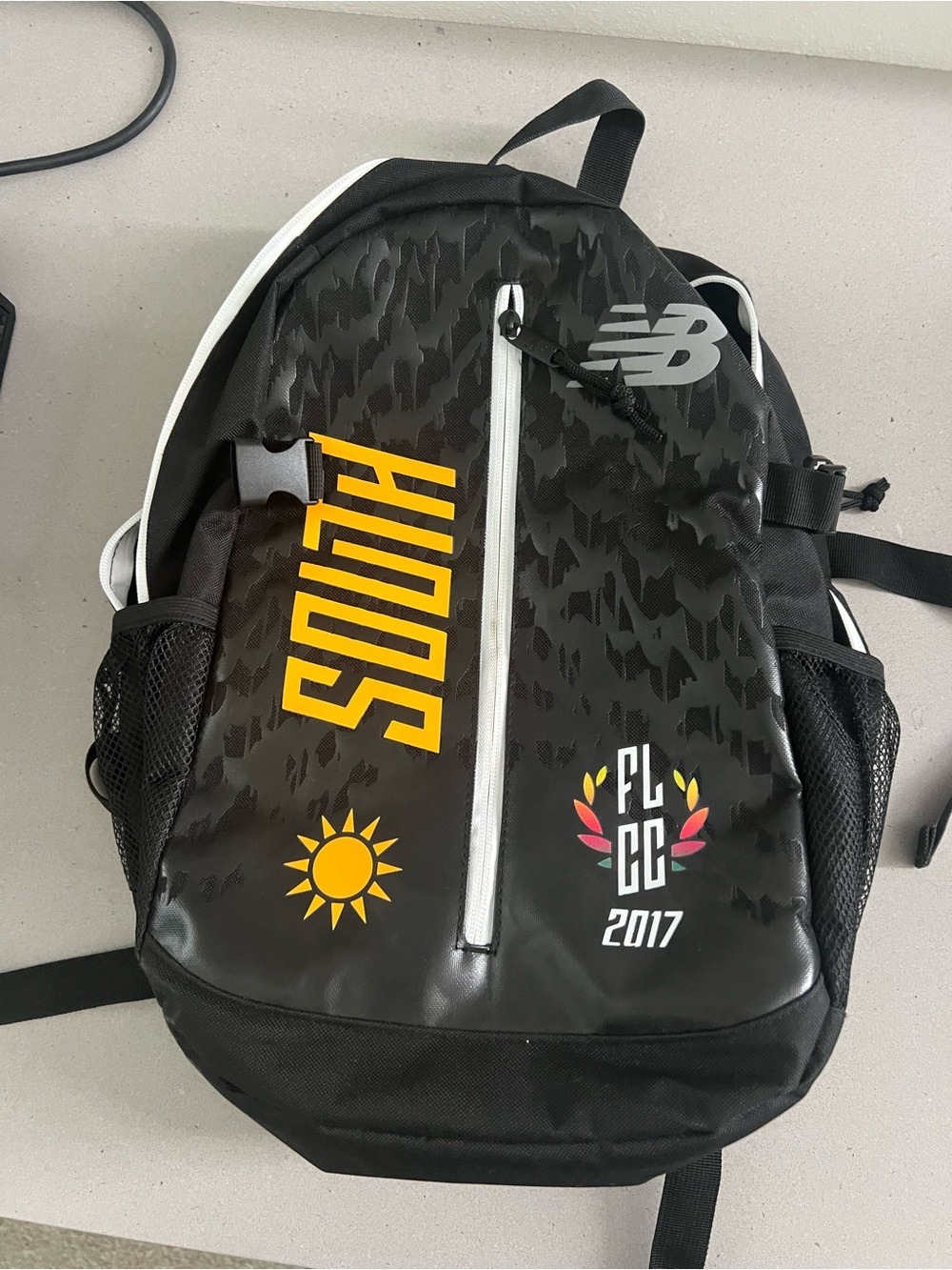 New Balance Black Backpack with Yellow and White Accents